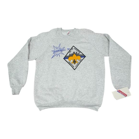 NWT Vintage Jerzees BSA Indianhead Council Jamborall 1992 XL Gray Sweatshirt - Picture 1 of 11